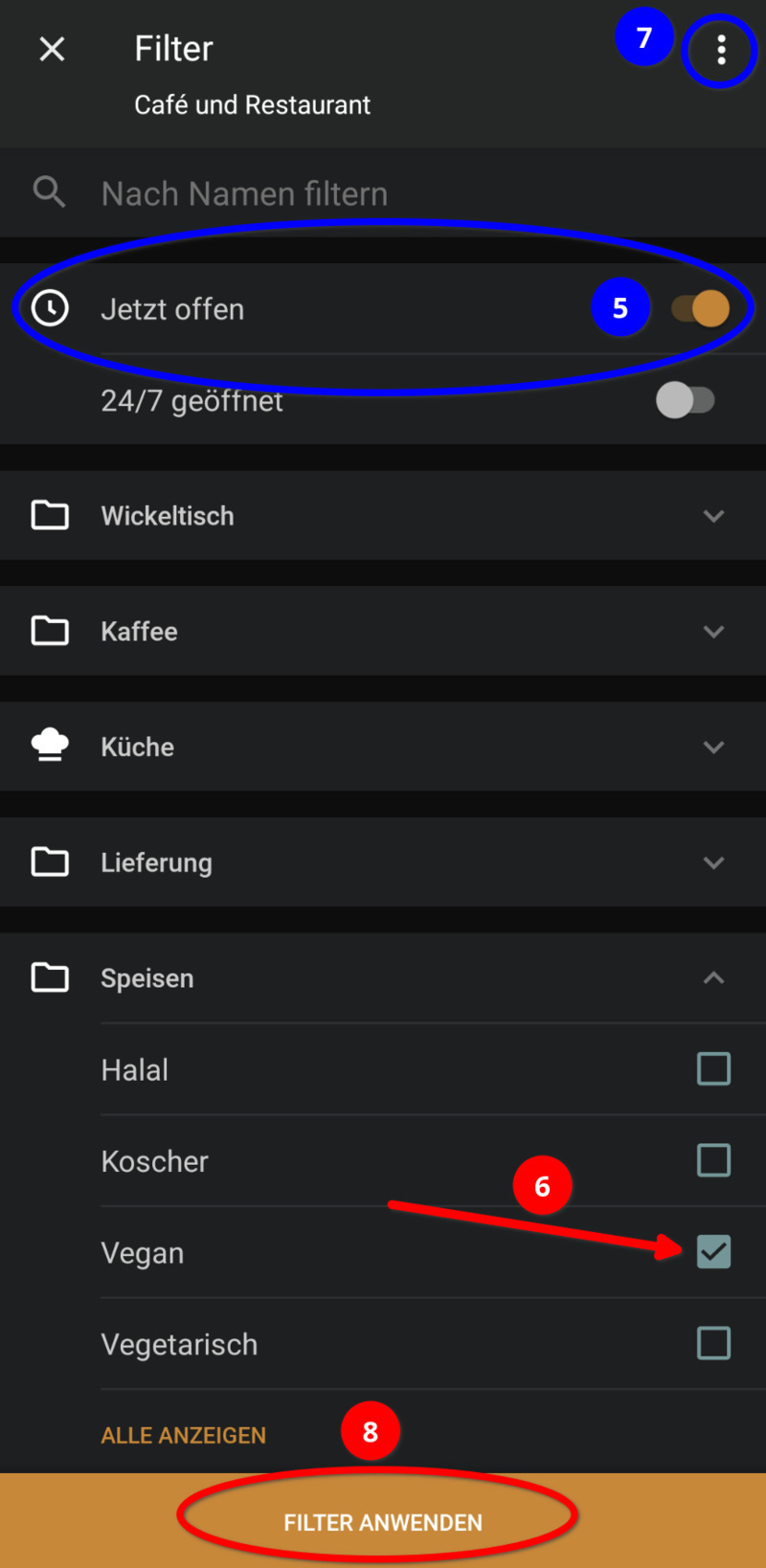 OsmAnd screenshot with step indications